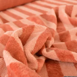 Tissu micro éponge de bambou à rayures Marsala et Paprika