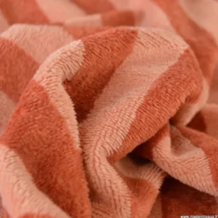 Tissu micro éponge de bambou à rayures Marsala et Paprika