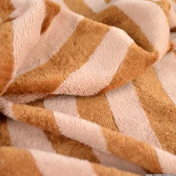 Tissu micro éponge de bambou à rayures Skin et Caramel