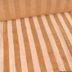 Tissu micro éponge de bambou à rayures Skin et Caramel