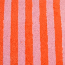 Tissu micro éponge de bambou à rayures Rose et Tangerine