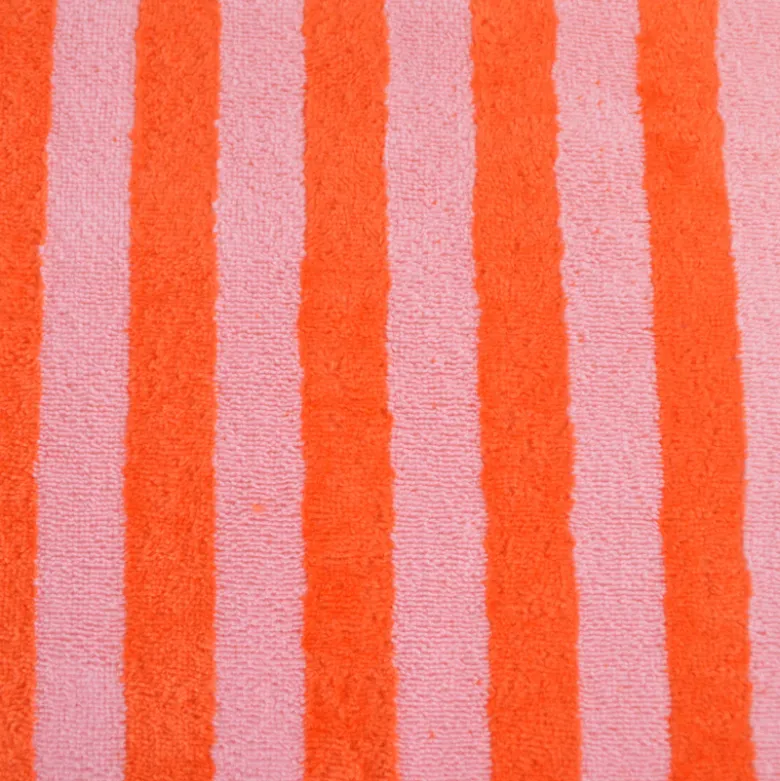 Tissu micro éponge de bambou à rayures Rose et Tangerine