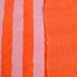 Tissu micro éponge de bambou à rayures Rose et Tangerine