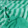 Tissu micro éponge de bambou à rayures Menthe et Emeraude