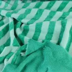 Tissu micro éponge de bambou à rayures Menthe et Emeraude