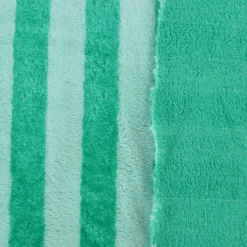 Tissu micro éponge de bambou à rayures Menthe et Emeraude