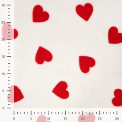 Tissu micro éponge motif coeurs fond blanc - OEKO TEX standard 100