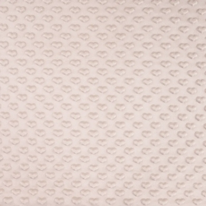 Tissu minky motif coeur coloris Sable clair