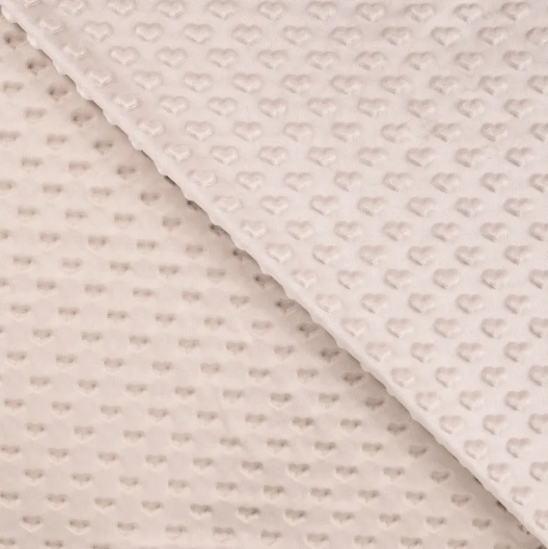 Tissu minky motif coeur coloris Sable clair