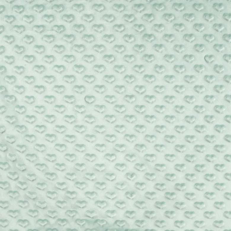 Tissu minky motif coeur coloris Vert Céladon