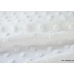 Tissu minky POIS BLANC - OEKO TEX