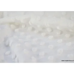 Tissu minky POIS BLANC - OEKO TEX
