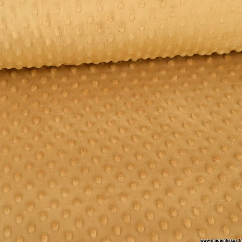 Tissu minky pois Camel - OEKO TEX
