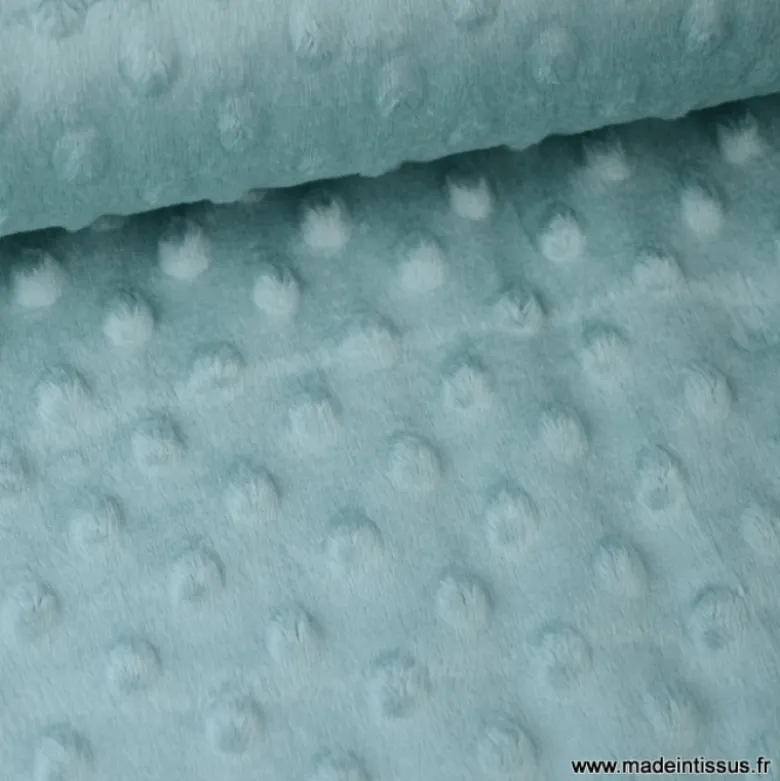 Tissu minky pois celadon - OEKO TEX