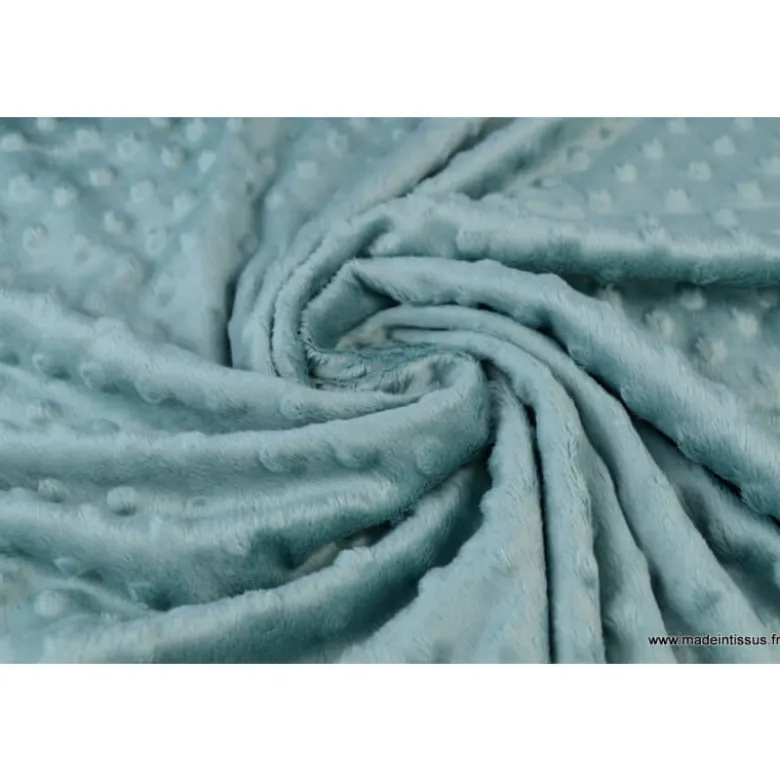 Tissu minky pois celadon - OEKO TEX