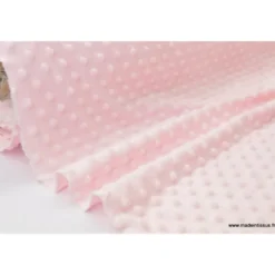 Tissu MINKY POIS coloris rose - OEKO TEX