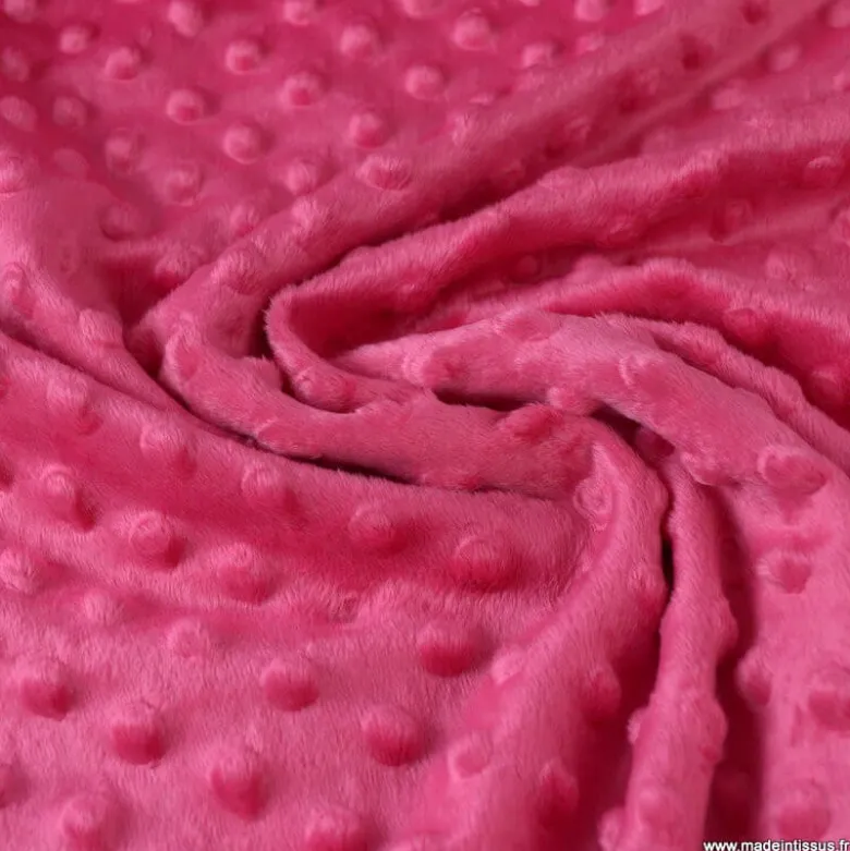 Tissu minky pois Fuchsia
