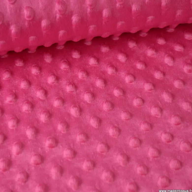 Tissu minky pois Fuchsia