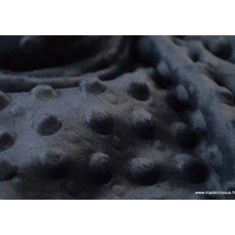 Tissu minky pois gris anthracite - OEKO TEX