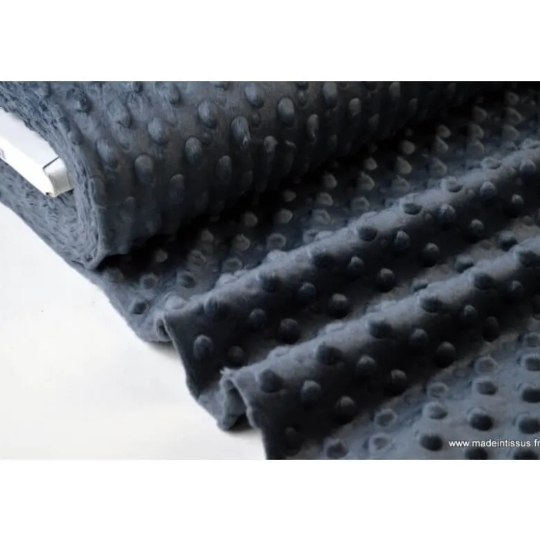 Tissu minky pois gris anthracite - OEKO TEX
