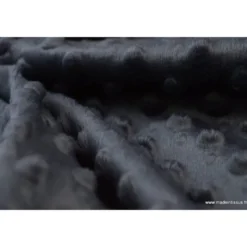 Tissu minky pois gris anthracite - OEKO TEX