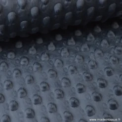 Tissu minky pois gris anthracite - OEKO TEX