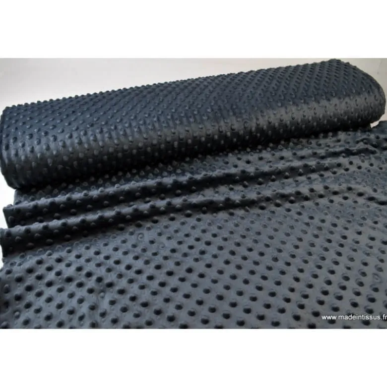 Tissu minky pois gris anthracite - OEKO TEX