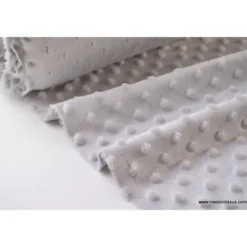 Tissu minky POIS GRIS - OEKO TEX