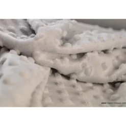 Tissu minky POIS GRIS - OEKO TEX