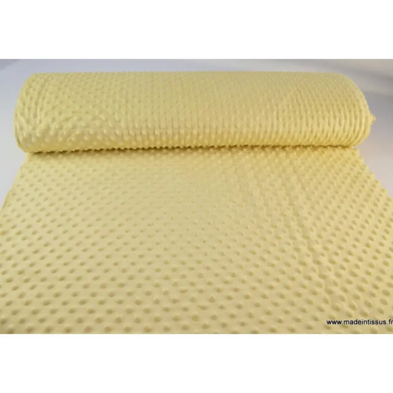Tissu minky pois jaune - OEKO TEX