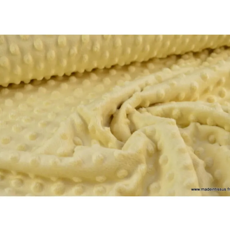Tissu minky pois jaune - OEKO TEX