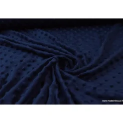 Tissu minky POIS MARINE - OEKO TEX