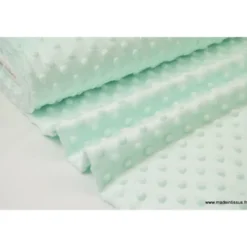 Tissu minky POIS MENTHE clair 21 - OEKO TEX