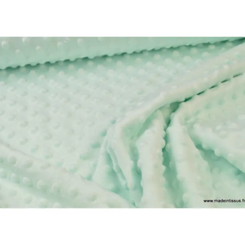 Tissu minky POIS MENTHE clair 21 - OEKO TEX