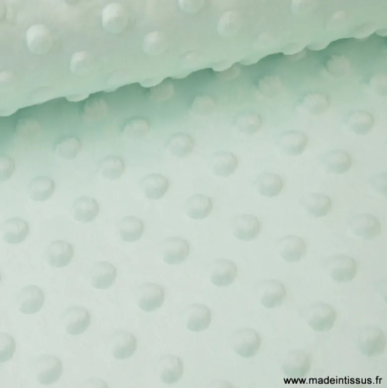 Tissu minky POIS MENTHE clair 21 - OEKO TEX