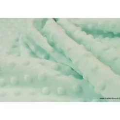 Tissu minky POIS MENTHE clair 21 - OEKO TEX