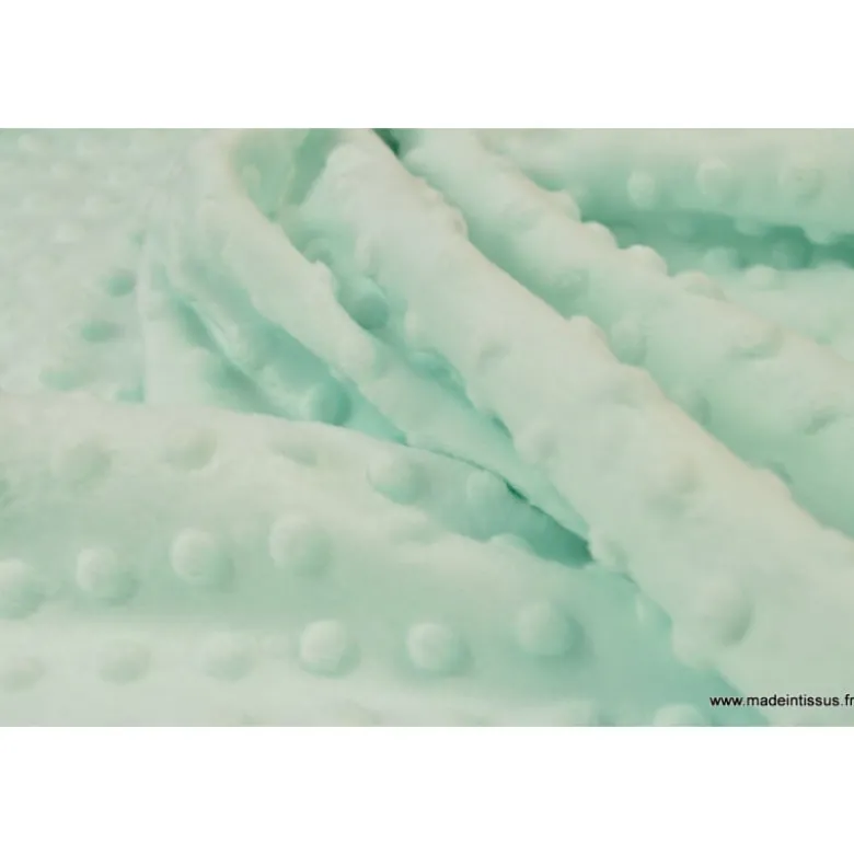 Tissu minky POIS MENTHE clair 21 - OEKO TEX