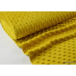 Tissu minky POIS MOUTARDE - OEKO TEX