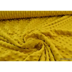 Tissu minky POIS MOUTARDE - OEKO TEX