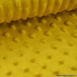 Tissu minky POIS MOUTARDE - OEKO TEX