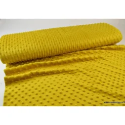 Tissu minky POIS MOUTARDE - OEKO TEX