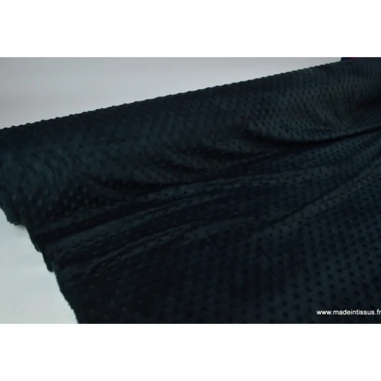 Tissu minky POIS NOIR - OEKO TEX