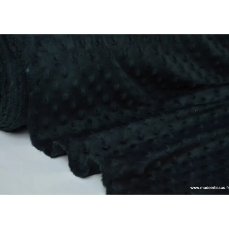 Tissu minky POIS NOIR - OEKO TEX