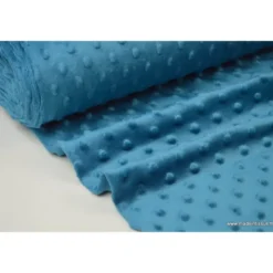 Tissu minky POIS PETROLE clair