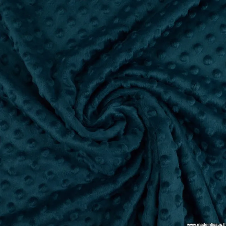 Tissu minky pois Pétrole foncé - oeko tex