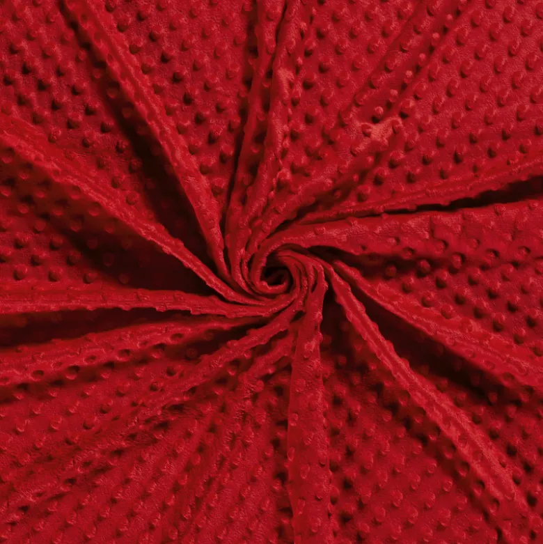 Tissu minky pois Rouge - Oeko tex