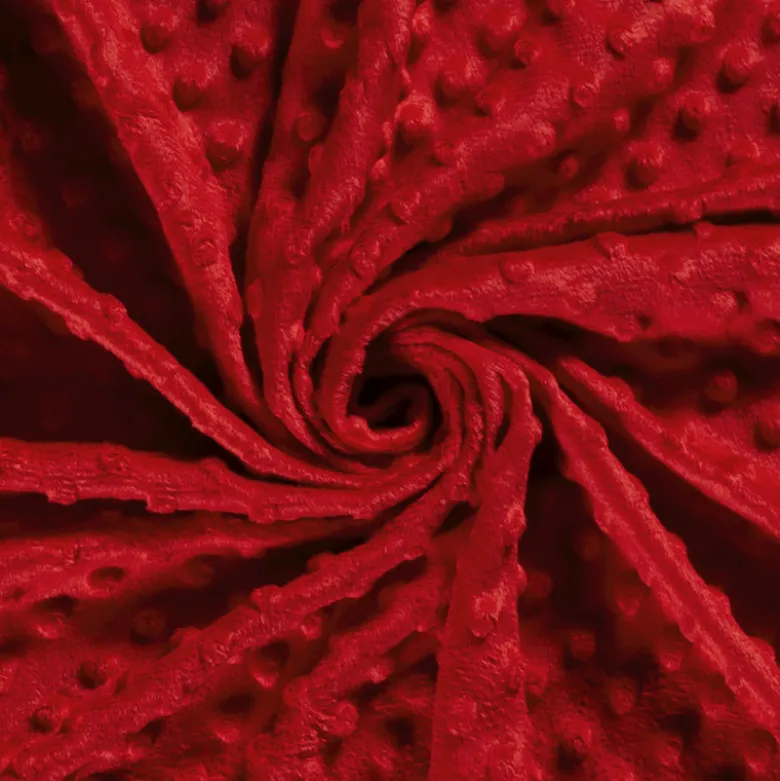 Tissu minky pois Rouge - Oeko tex