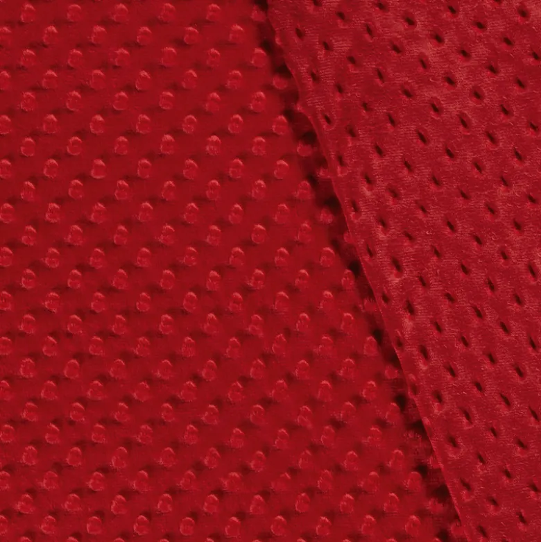 Tissu minky pois Rouge - Oeko tex