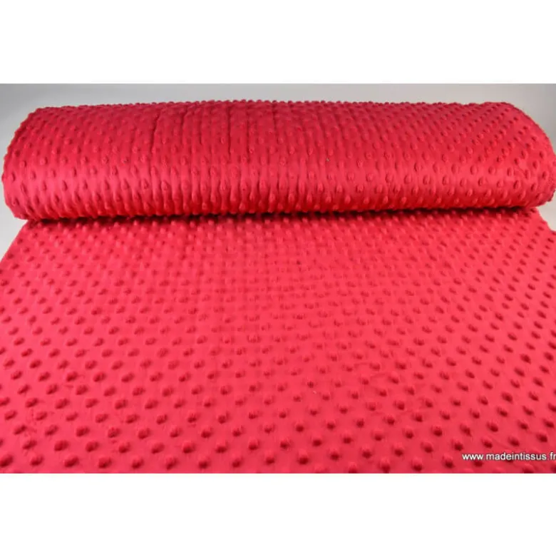 Tissu minky pois rouge - OEKO TEX
