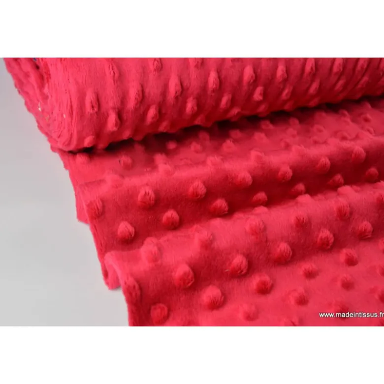 Tissu minky pois rouge - OEKO TEX